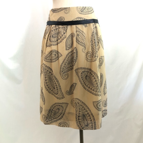 Pendleton Skirt Silk Blend size 12 Paisley Print Tan Black - Picture 1 of 9